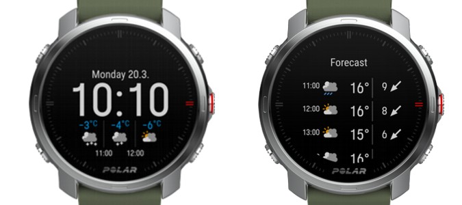 Polar Grit X экран с прогнозом погоды