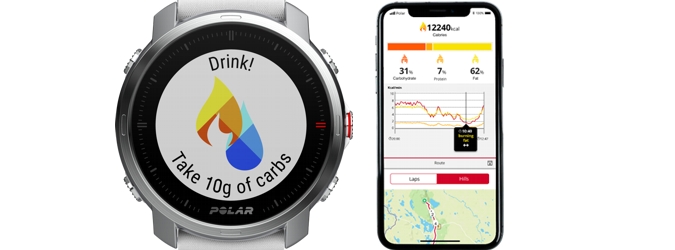 Polar Grit X экран с напоминанием о приеме питания и смартфоном