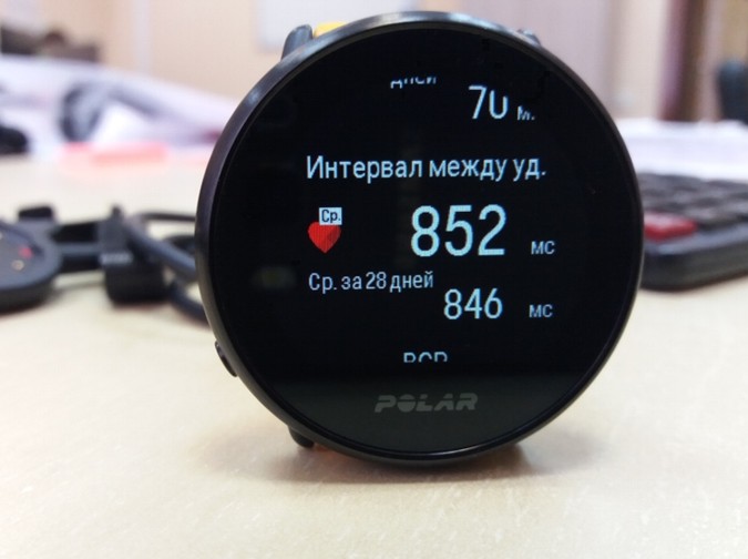 Polar Ignite статус ВНС с показателем RR интервалов