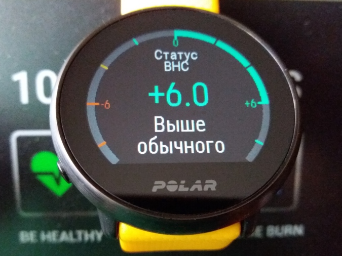 Polar Ignite статус ВНС с увеличенным показателем RR интервалов