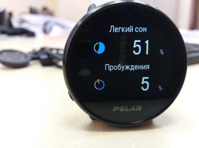 детализация сна  - легкий сон в фитнес мониторе Polar Ignite